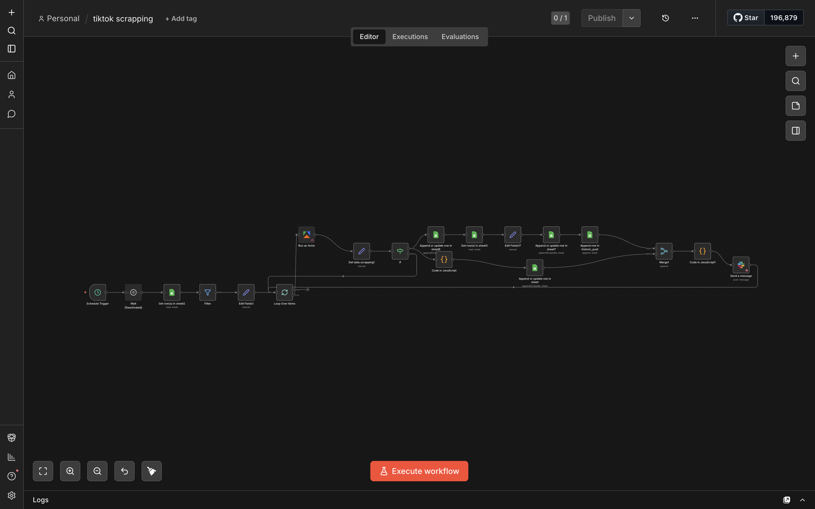 n8n workflow for TikTok data scraping