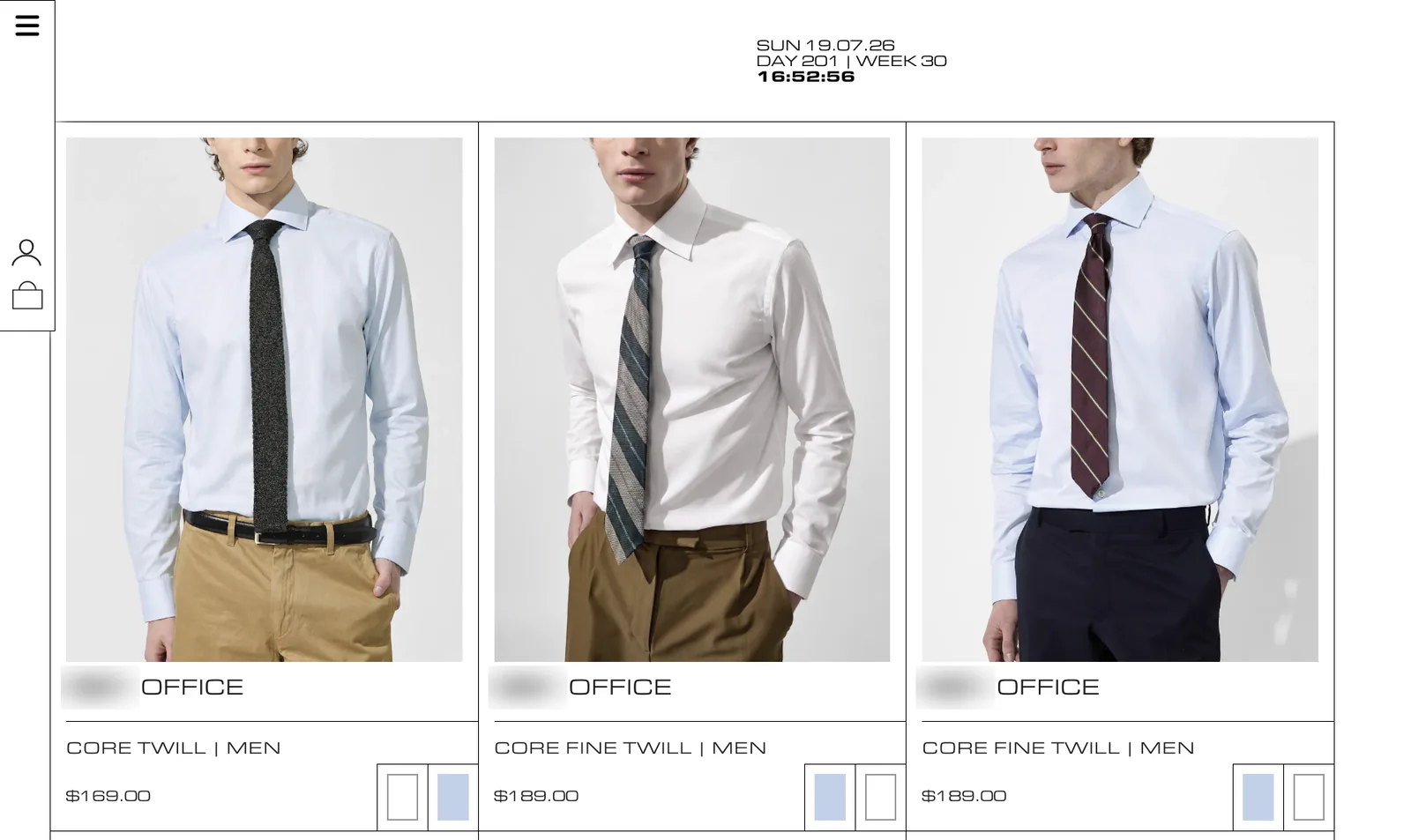 Live collection grid: product cards with variant swatches and prices, collection codes removed